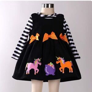 NEW Goodlad‎ corduroy unicorn applique 2 piece jumper dress set 18m